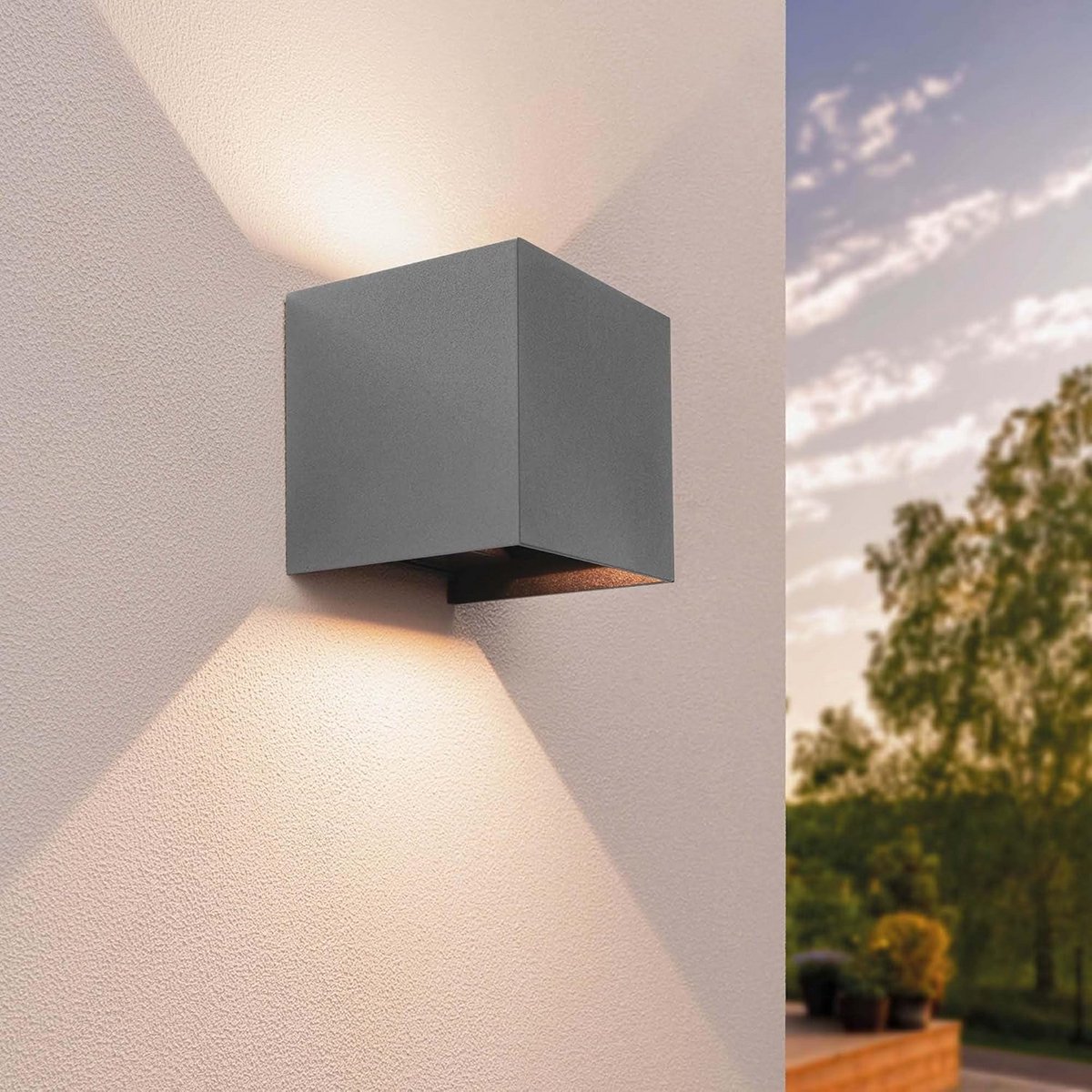 Dim-bare LED Wandlamp Vierkant Grijs IP54 voor Binnen en Buiten