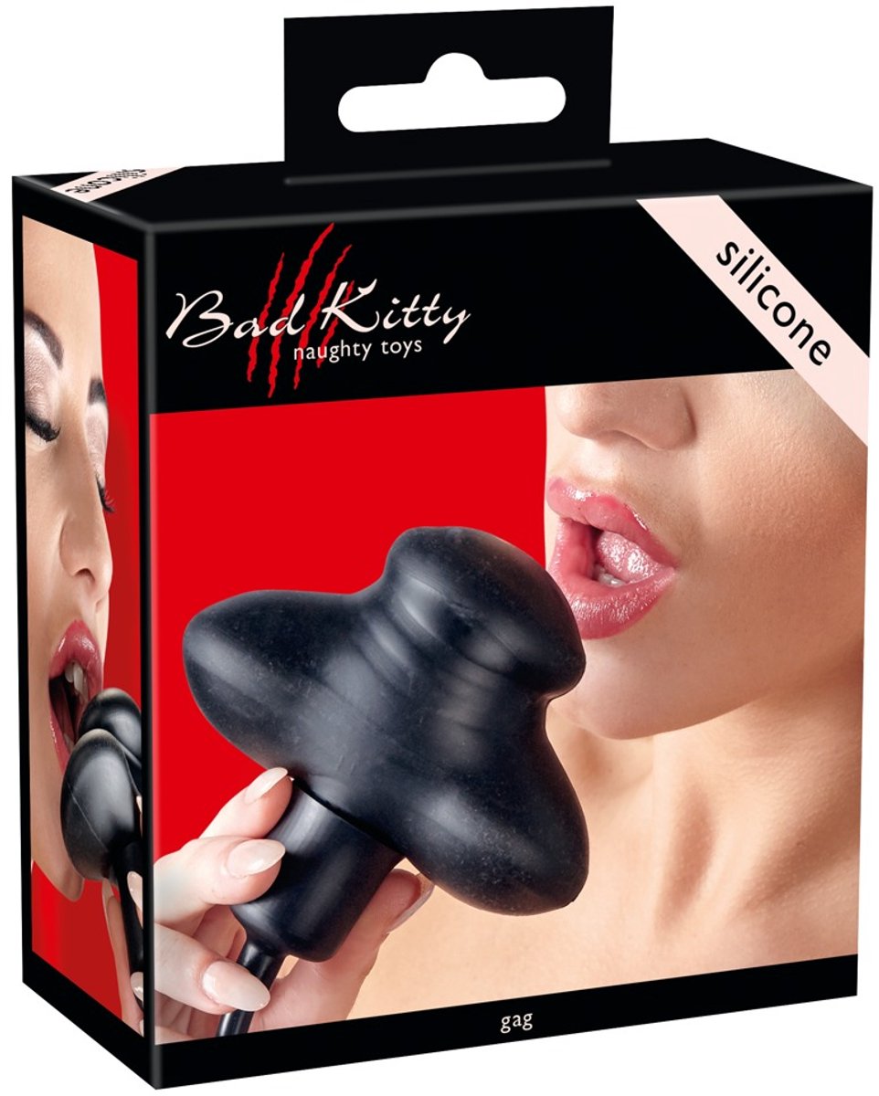 Bad Kitty – Siliconen Vlinder Gag Mond Knevel met Bal Pomp voor een Volle Mond - Zwart