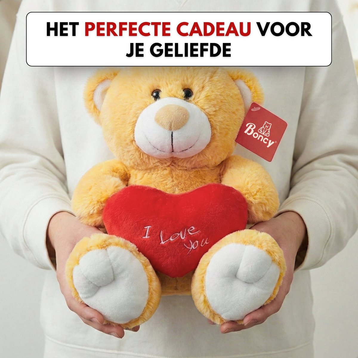 Boncy® Knuffelbeer I Love You - Teddybeer Knuffel met Hart - Pluche Knuffels - Valentijn Cadeau of Baby Teddy Beer - Cadeautje Verjaardag — afbeelding 2