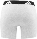 Lichtgrijs boxerhort met zwarte band met witte Adidas logo's.