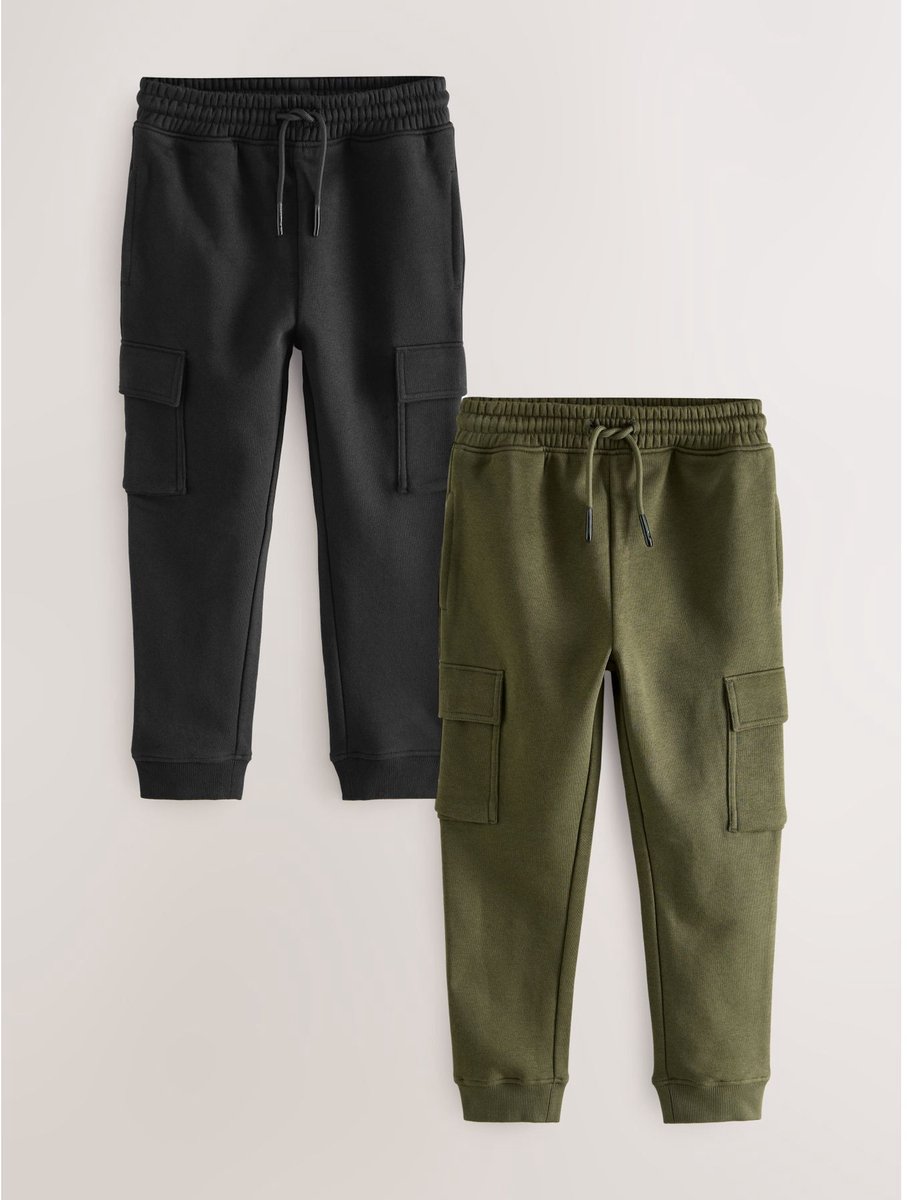 Next - Jongens - Set van 2 slim-fit cargojoggingbroeken - Zwart