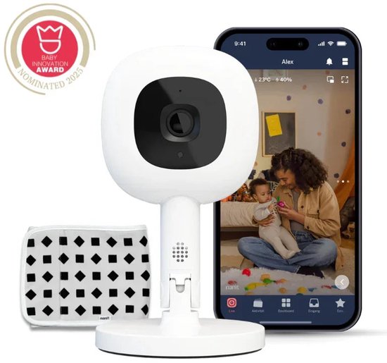 Nanit Pro Camera Babyfoon met App + Flex Standaard + Ademhalingsband – Veilige sensorvrije ademhalingsmonitoring