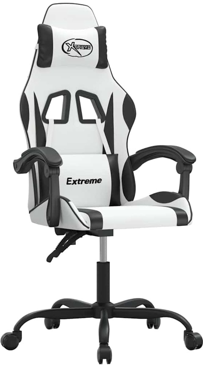 vidaXL Gamestoel - draaibaar - kunstleer - wit - en - zwart Wit en zwart