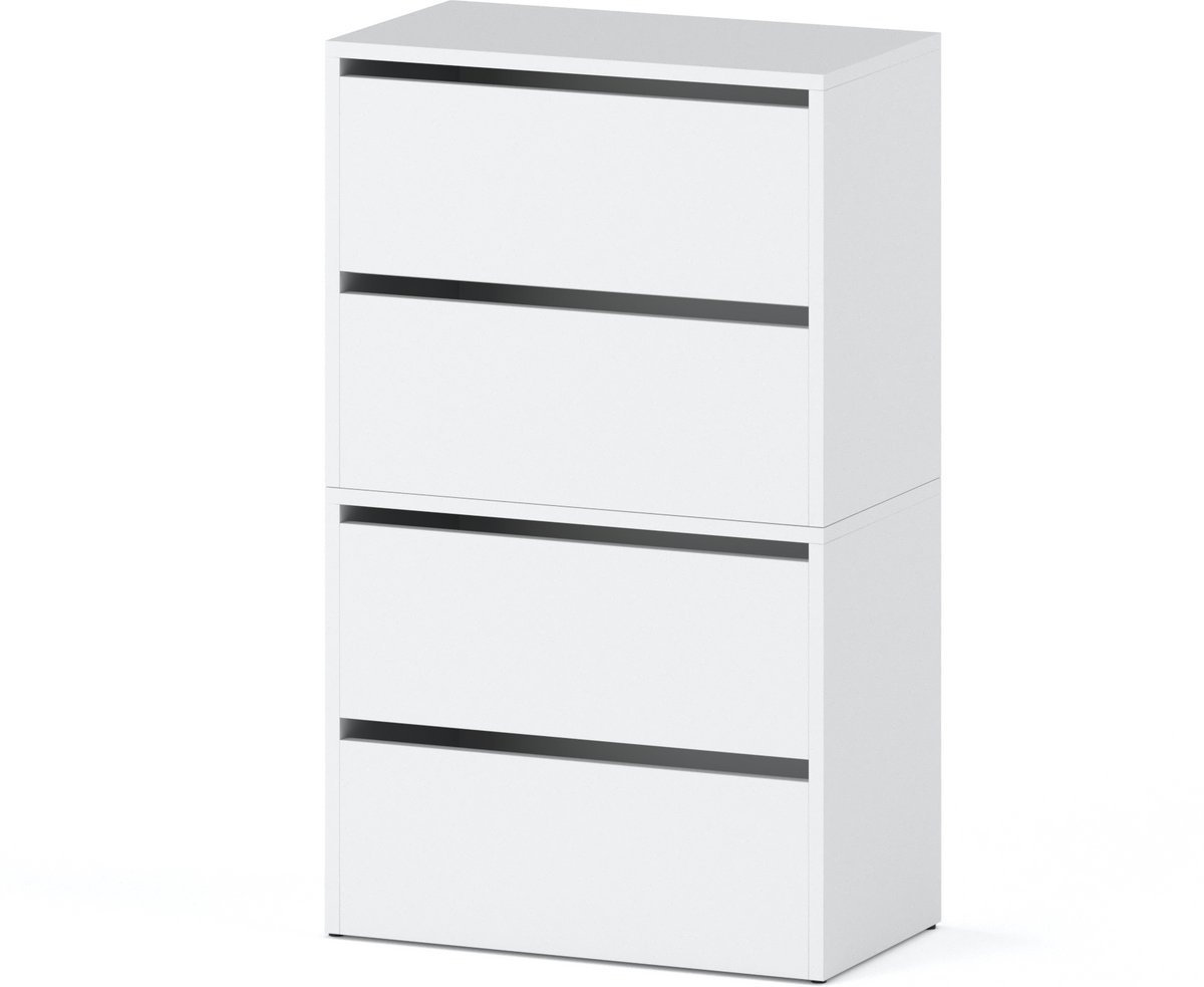 HIT Modern - Witte Modulaire Schoenenkast - Hoogwaardig Laminaat - Stofvrij - Stevige Scharnieren - 100CM