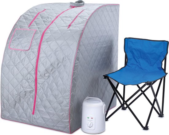 Persoonlijke Stoomsauna - Thuis Spa - Ontspanning Thuis - Inclusief Stoel - Lichtgewicht Ontwerp - Roze Accenten