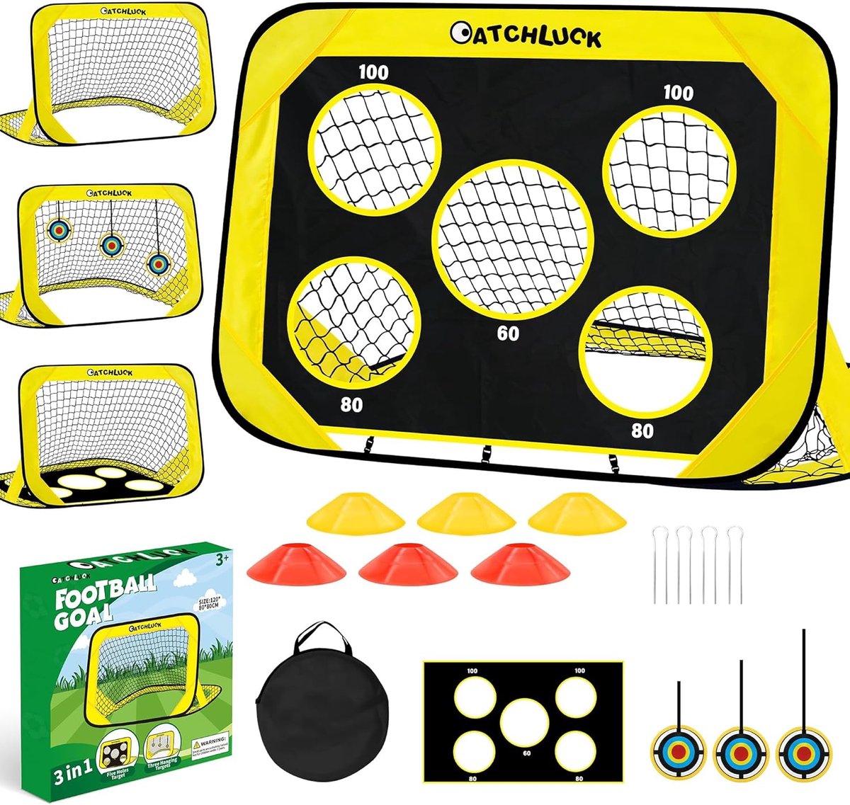 Voetbaldoel Kinderen - Pop-up Net - Tuin Training - Lichtgewicht Ontwerp - 80x120x80 cm - Geel