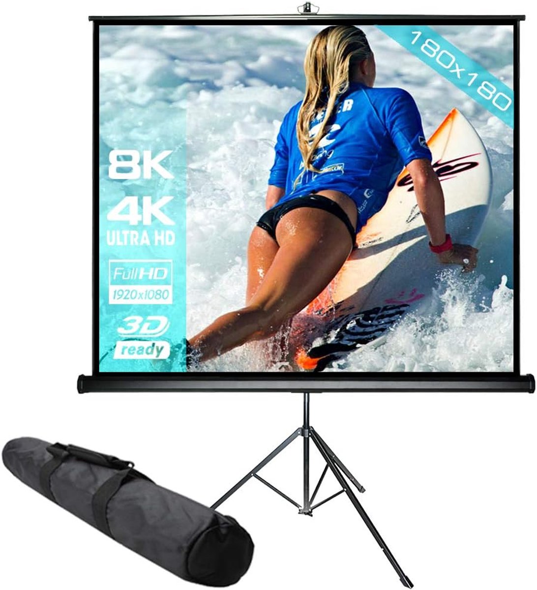 Projectiescherm Statief - Mobiel Scherm - Thuisbioscoop Presentatie - Zonder Hotspot - 180x180cm - Mat Wit