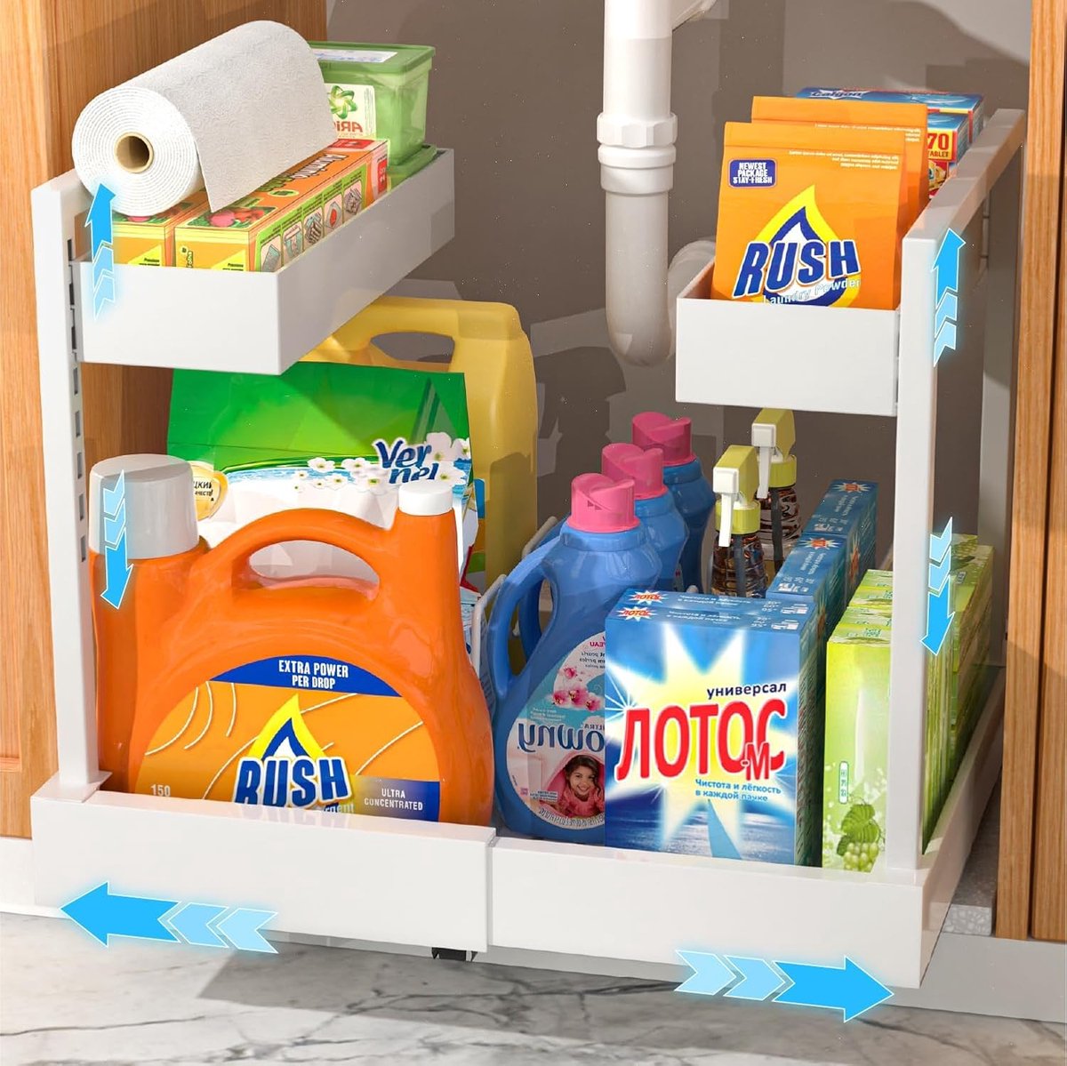 Kast Organizer - Uittrekbare Lade - Keuken Opbergen - Uitbreidbaar Ontwerp - 40cm Diep - Wit