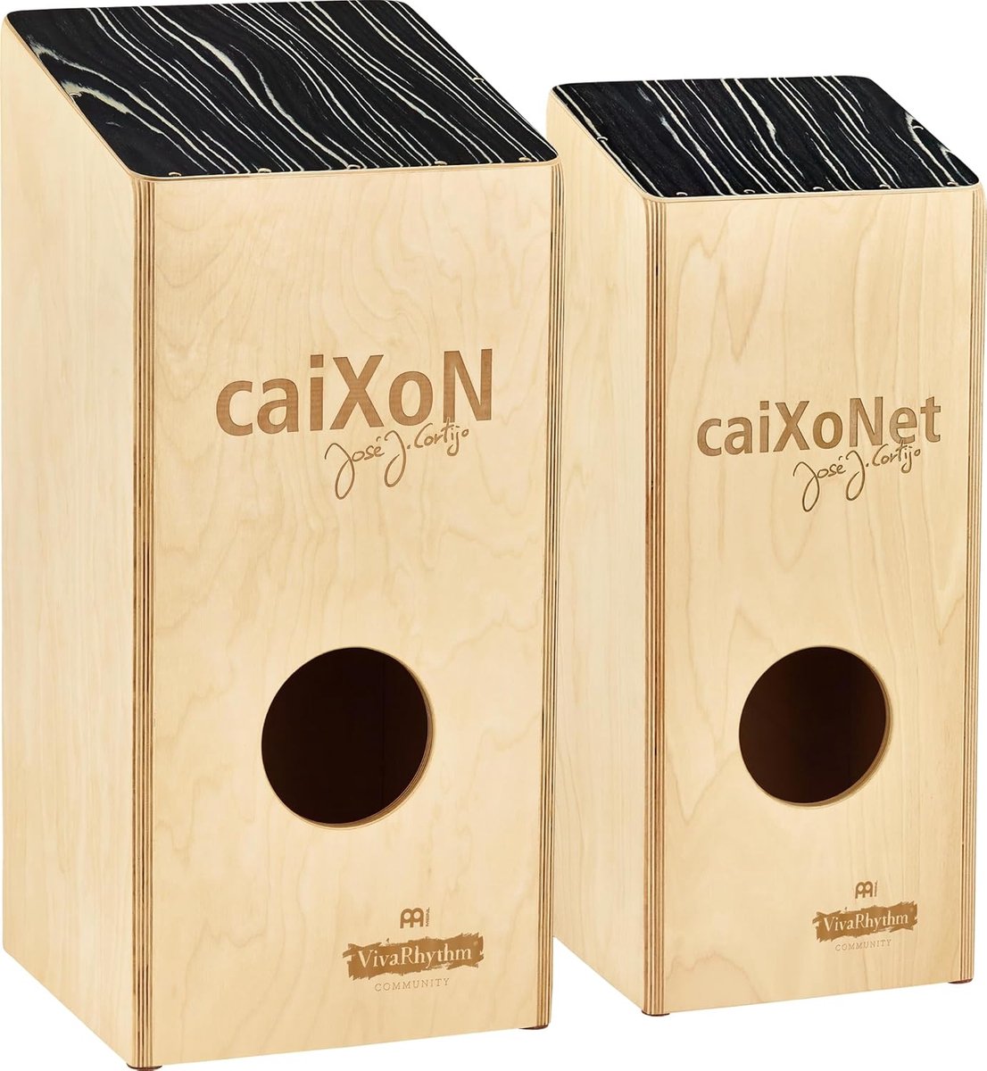 Cajon Set - Percussie Instrument - Muziek Maken - Naar Voren Gerichte Klank - 3 Stuks - Zwart