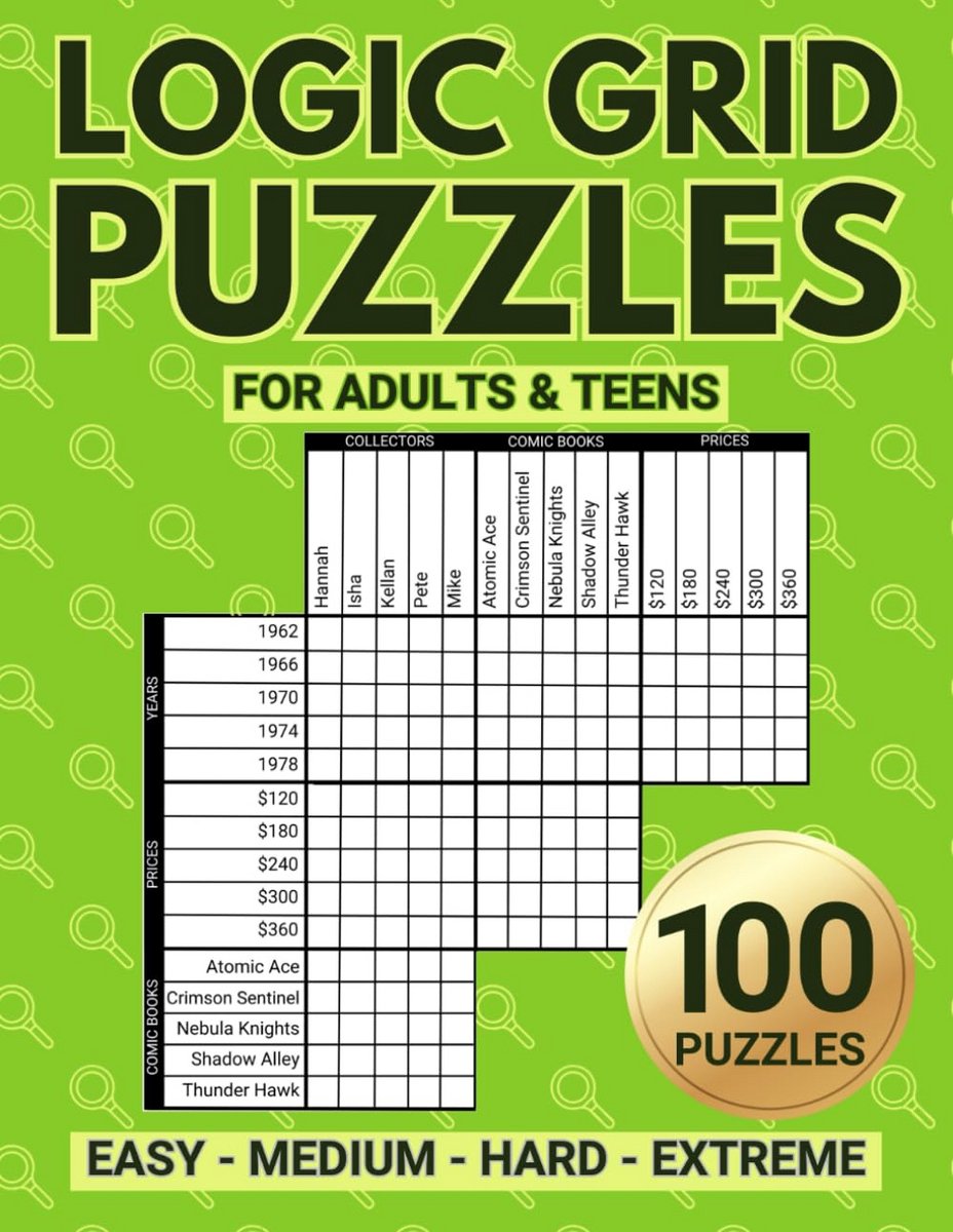 Logische Puzzelboek - Redeneeractiviteit Puzzels - Geest Trainen - Inclusief Extra Raster - 21x28 cm