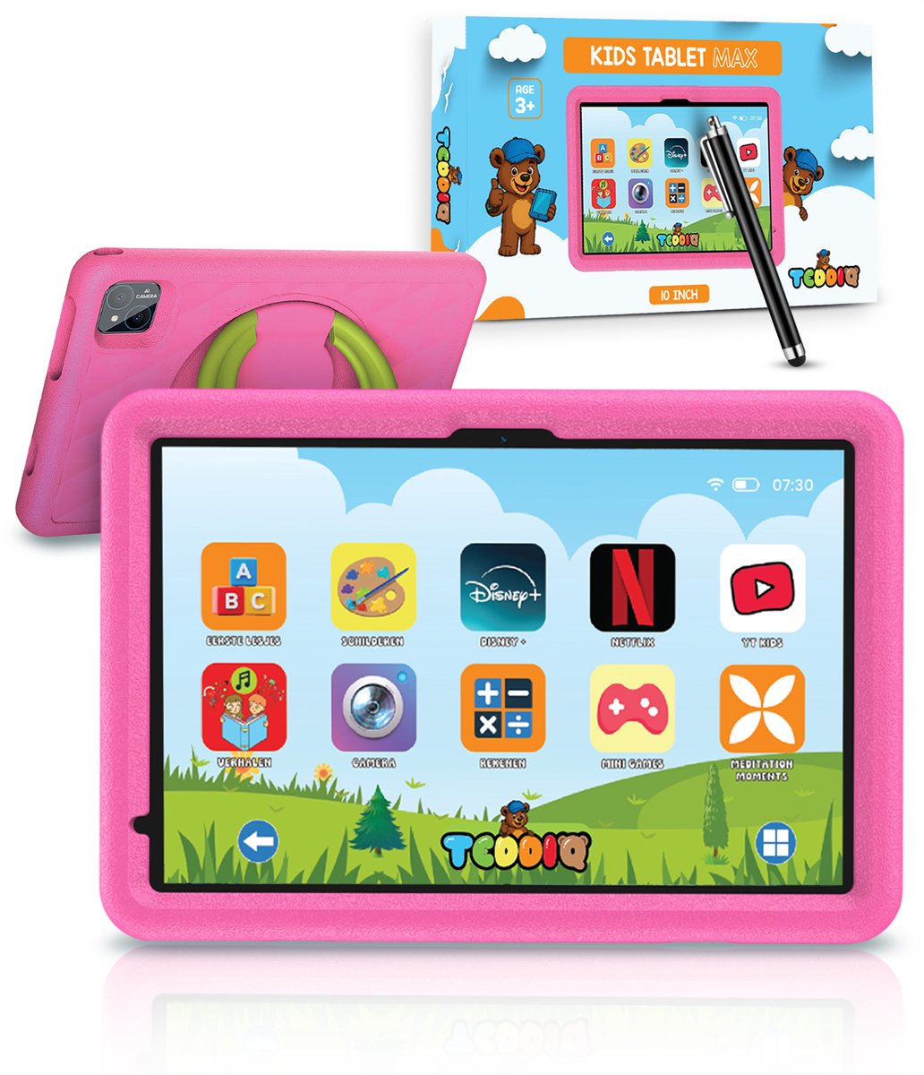 TeddiQ Kindertablet Max - 10 inch - Ouderlijk Toezicht - Android 15 - Kinder tablet - Blue Light Protection Screen - 8000 mAh - Vanaf 3 Jaar - Roze
