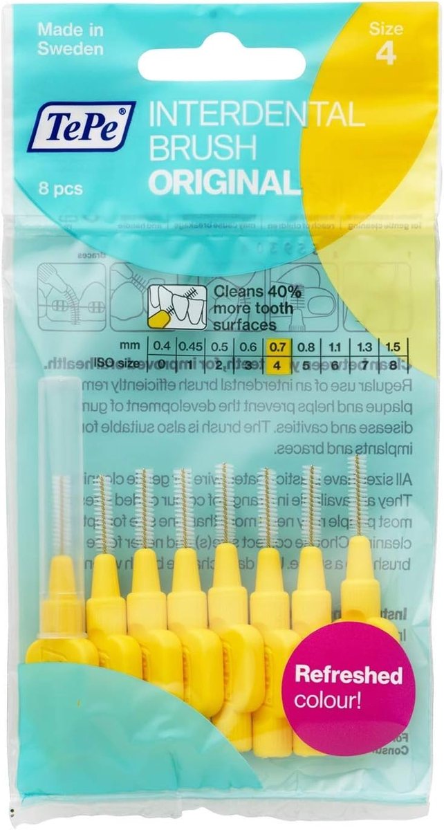 Interdentale borstels - Tandenstokers - Mondhygiëne - Gecoate draad - 07 mm - Geel