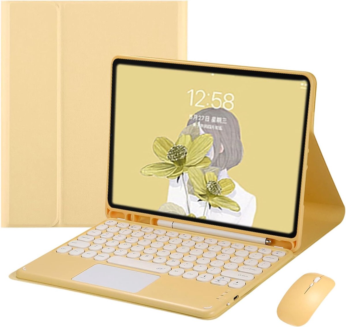 Toetsenbord Hoes - Tablet Cover - Mobiel Werken - Magnetisch Afneembaar - 9.7 inch - Geel