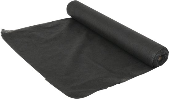 Kinzo Anti worteldoek - zwart - 1,5 x 8 meter - polyester - onkruiddoek - onkruidbestrijding/moestuin ondergrond doek
