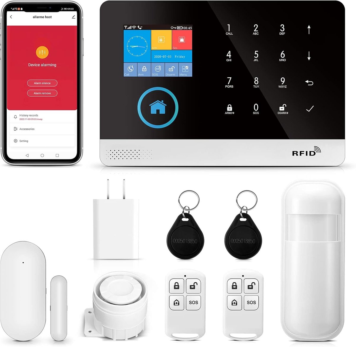Draadloos Huisalarm - Home Security Kit - Veiligheid Thuis - WIFI en GSM/4G - 22 x 16 x 10 cm