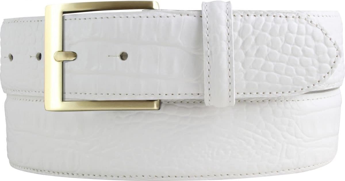 Leren riem - Krokodillenlook riem - Stijlvol accessoire - Uniek reliëf per riem - 4 cm breed - Goudkleurige gesp