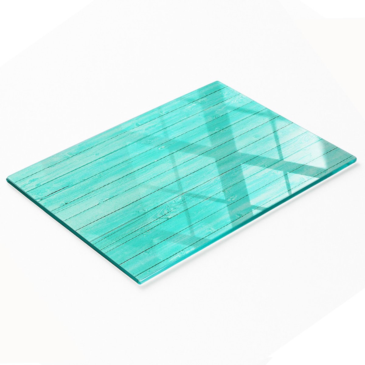 Glazen snijplank met grafische groene randen, 80x52 cm