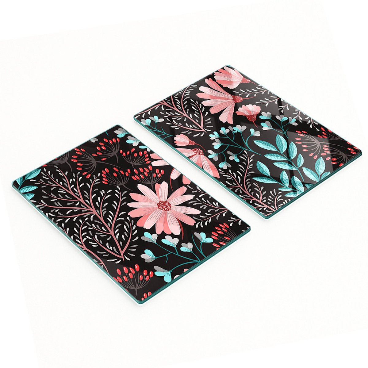 Decoratieve snijplanken van gehard glas met lentebloemenmotief, 2x40x52 cm