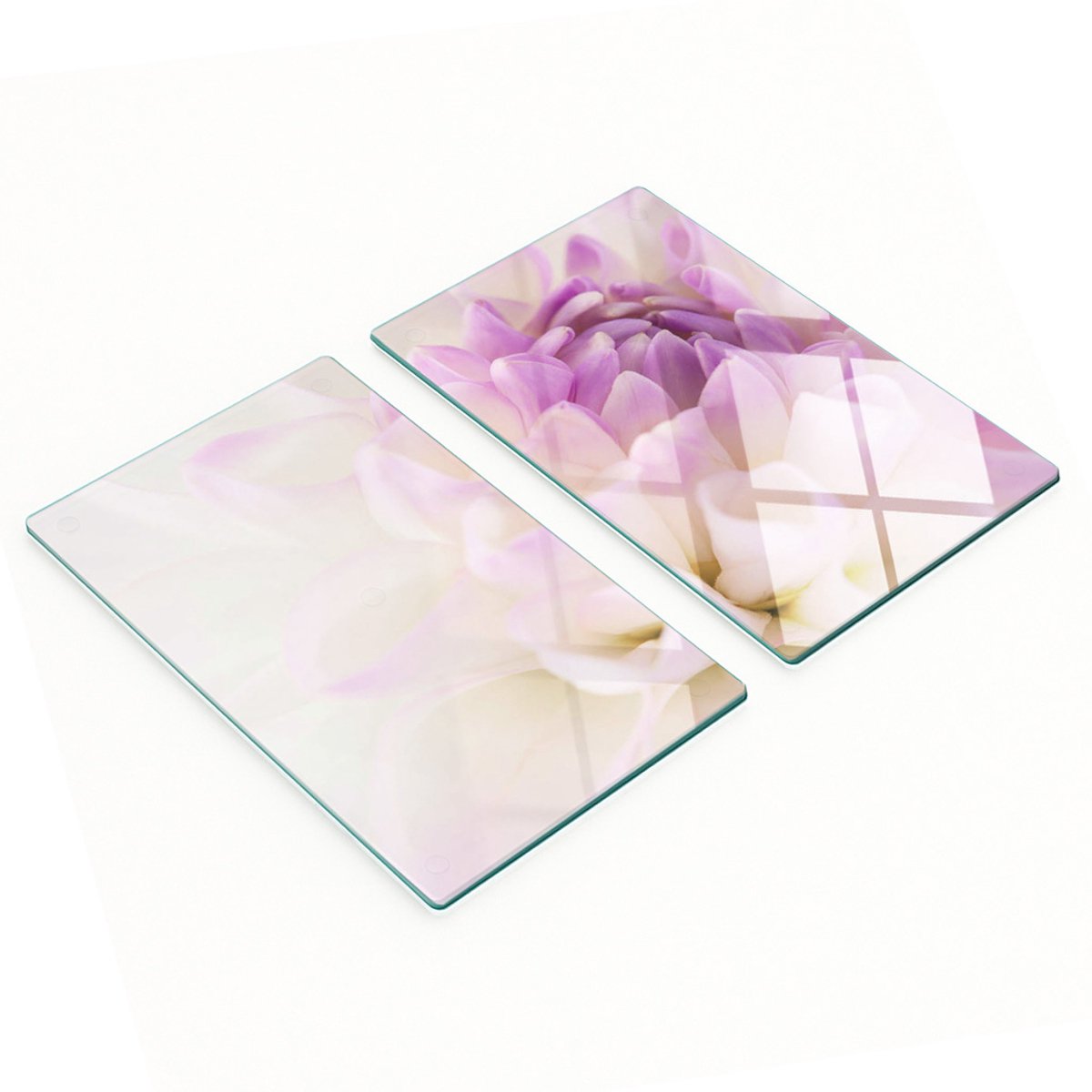 Geharde multifunctionele decoratieve glazen borden, wit dahlia, 2x30x52 cm
