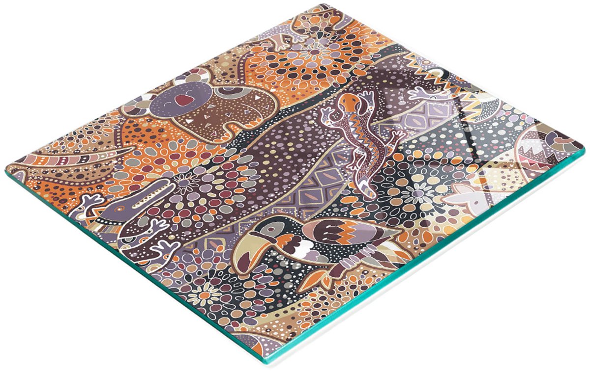 Keukenplank van gehard glas met afbeeldingen van Australische dieren, 60x52 cm