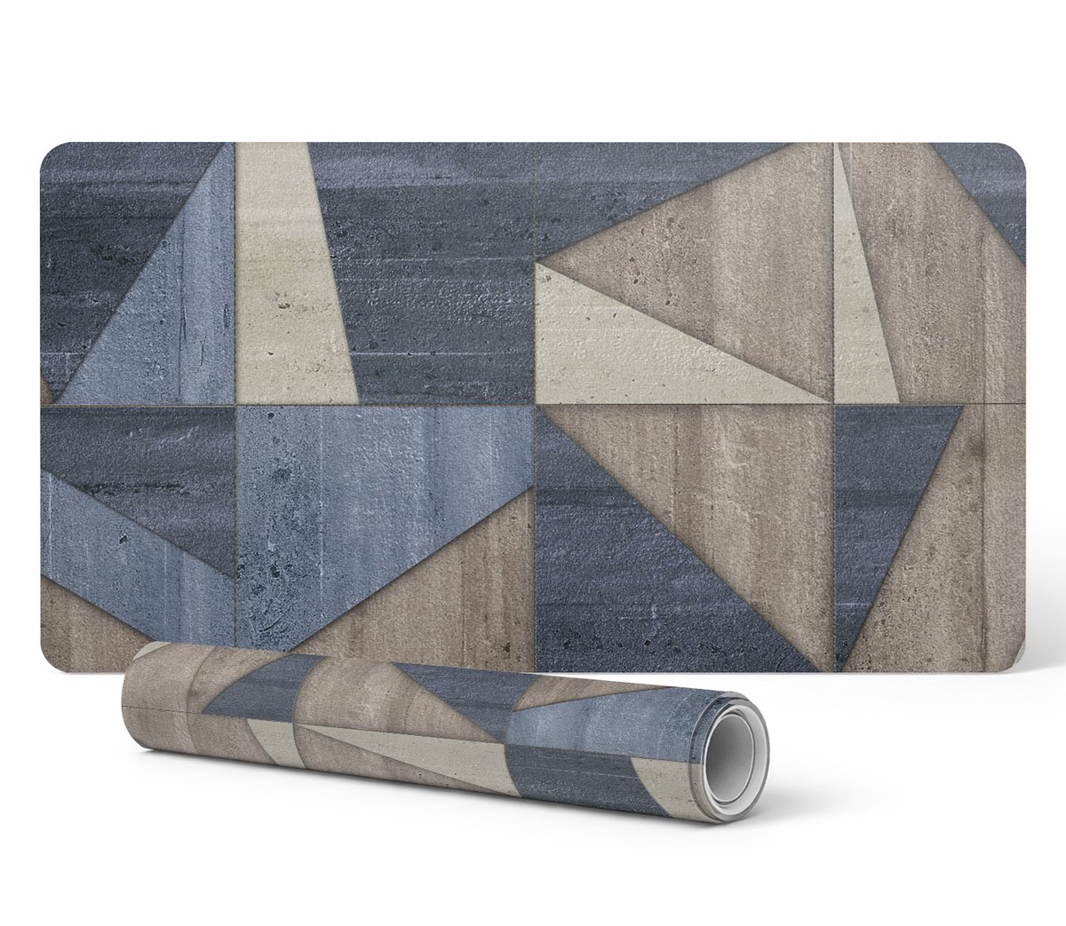 Moderne beschermende toetsenbordmat met geometrische driehoeken, 120x60 cm
