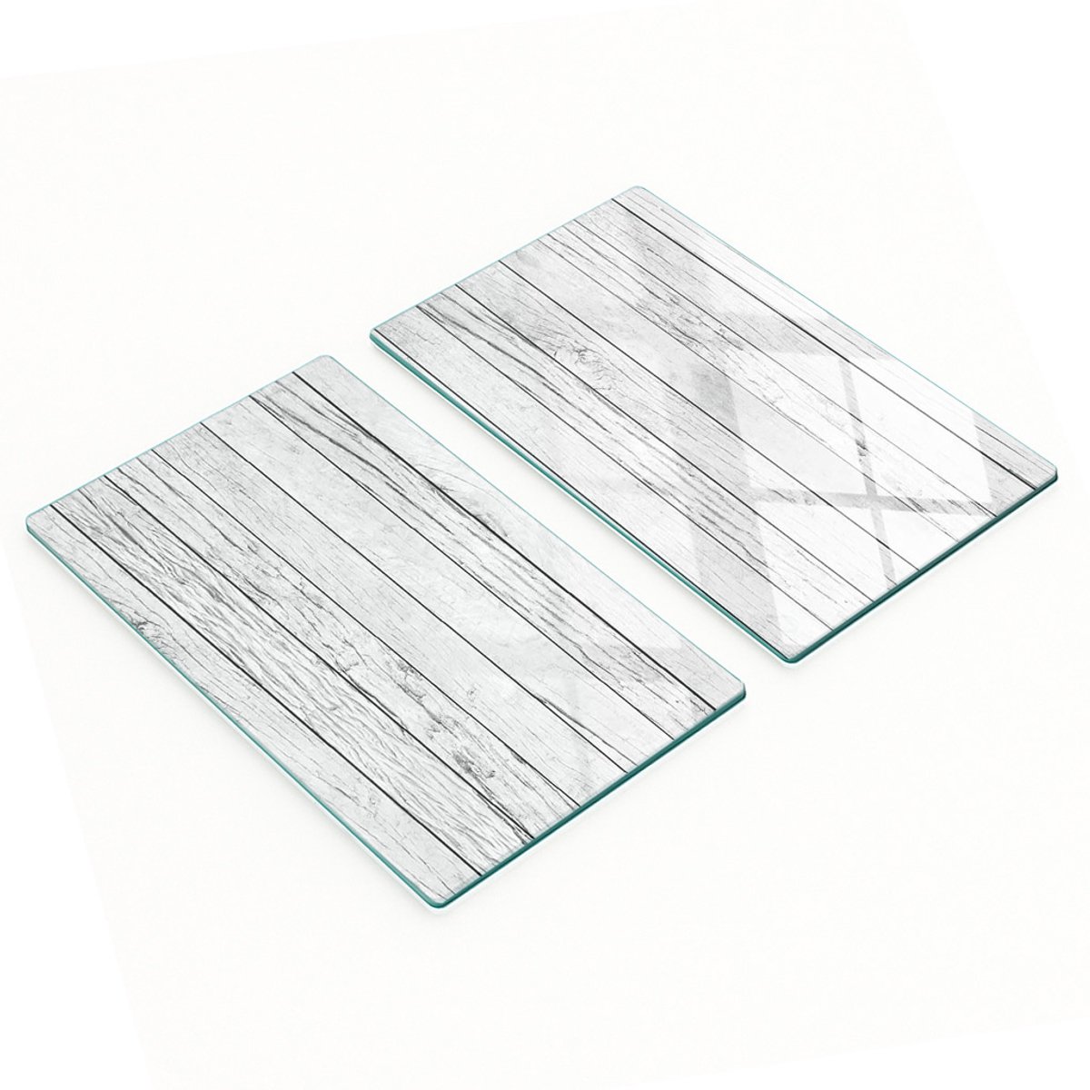 Duurzame en stijlvolle glazen snijplanken met houtnerfpatroon, wit, 2x30x52 cm