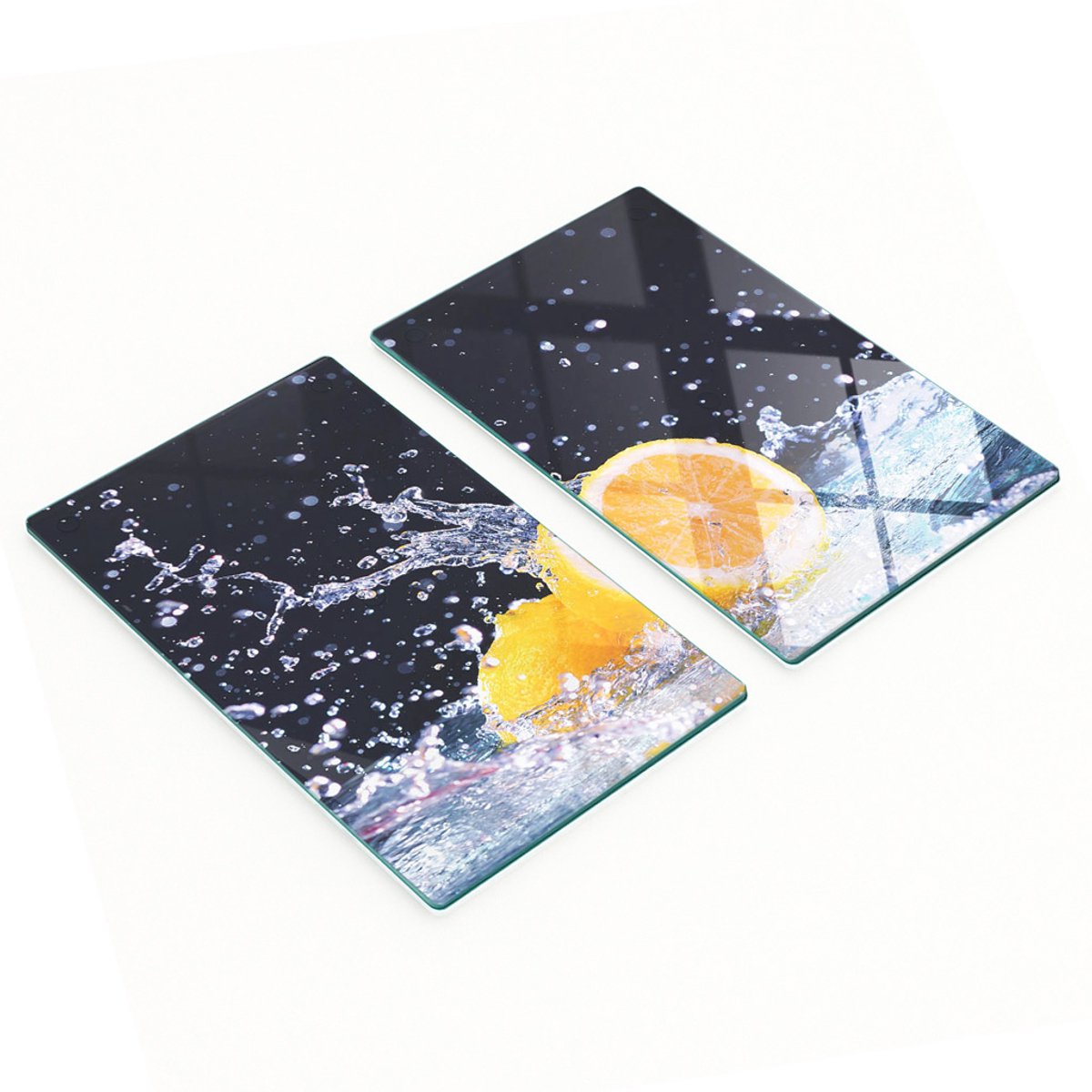 Decoratieve glazen serveerplanken voor snacks en citroenwater, 2x30x52 cm