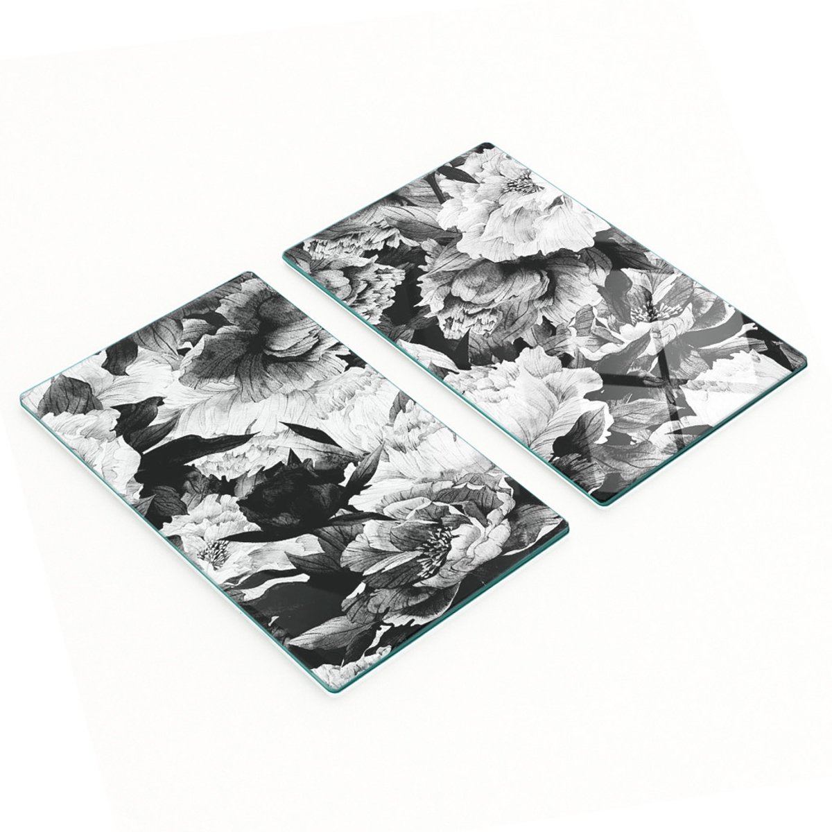 Multifunctionele decoratieve keukenplanken van gehard glas met rozenmotief, 2x30x52 cm