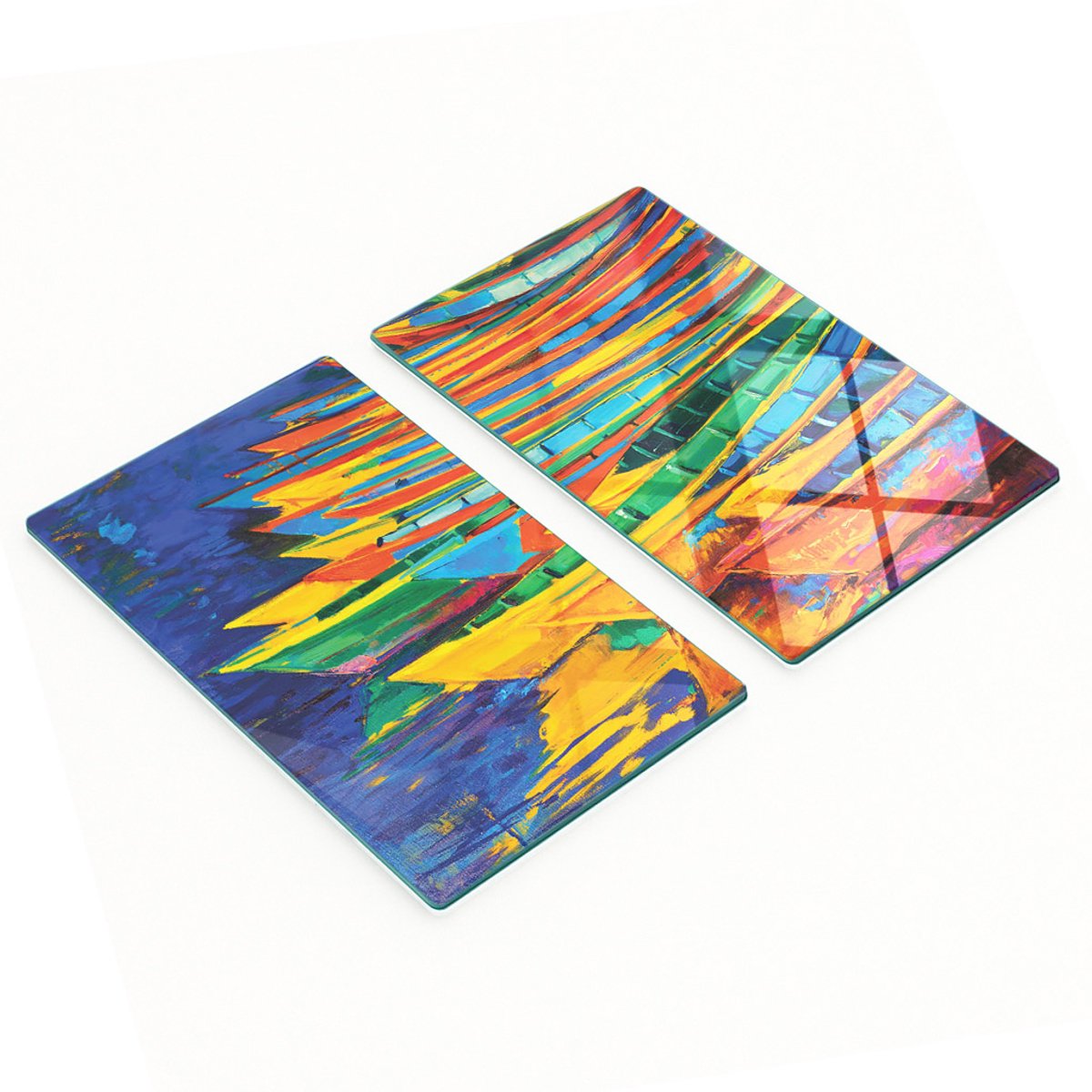 Decoratieve glazen snijplanken voor in de keuken met bootafbeeldingen, 2x30x52 cm