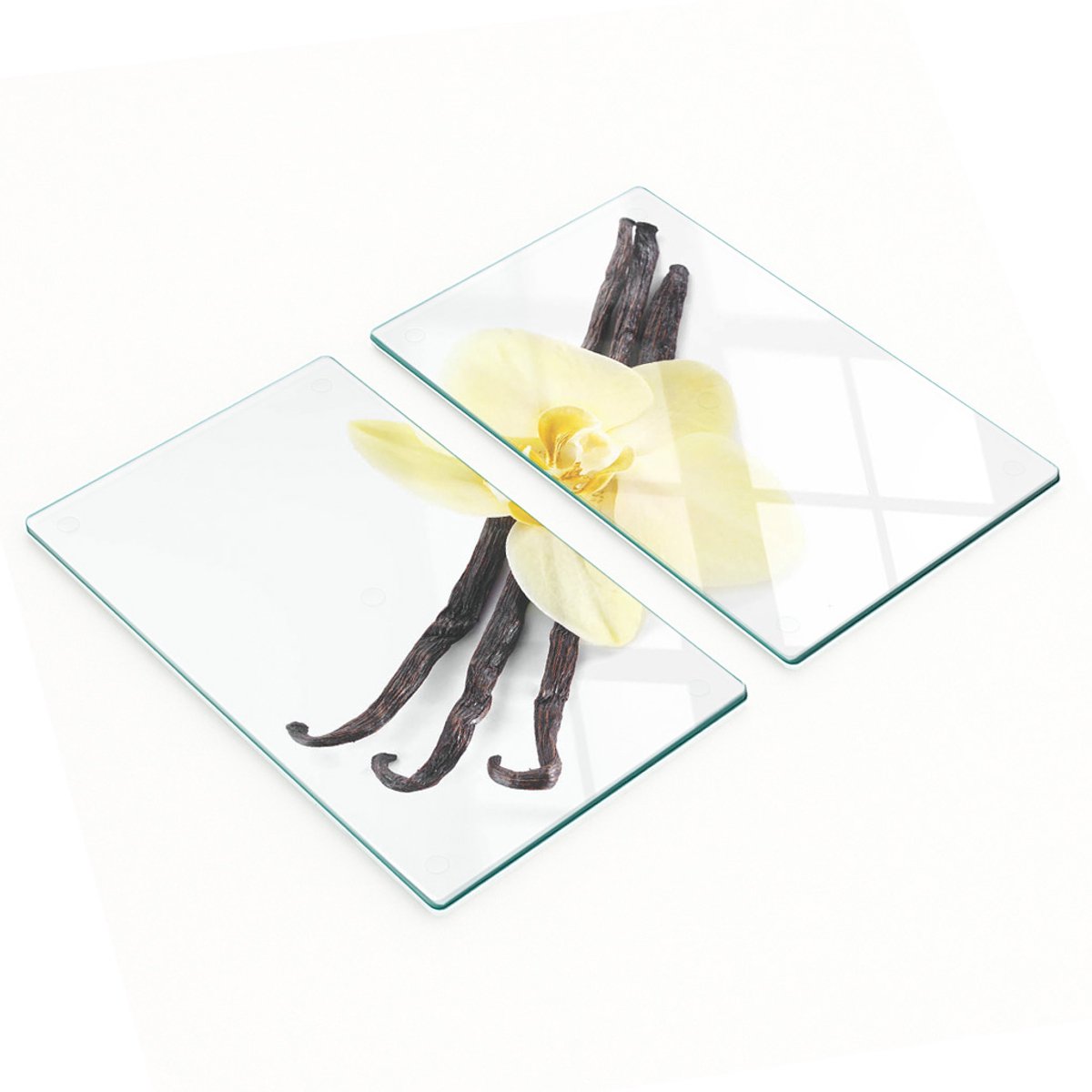 Keukenplanken van gehard glas met vanille- en bloemenmotief, 2x30x52 cm