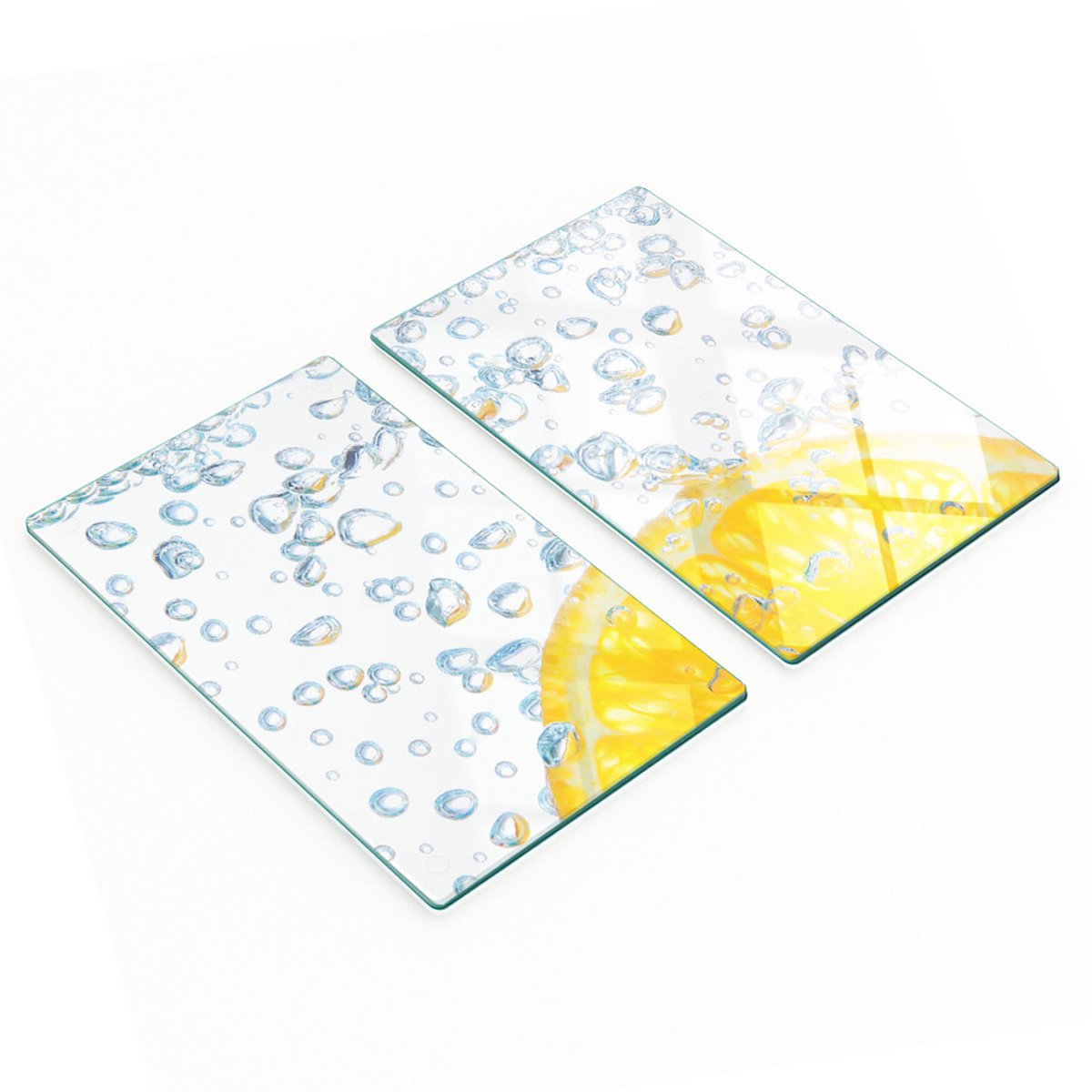 Decoratieve snijplanken van gehard glas, oranje en waterkleur, 2x30x52 cm