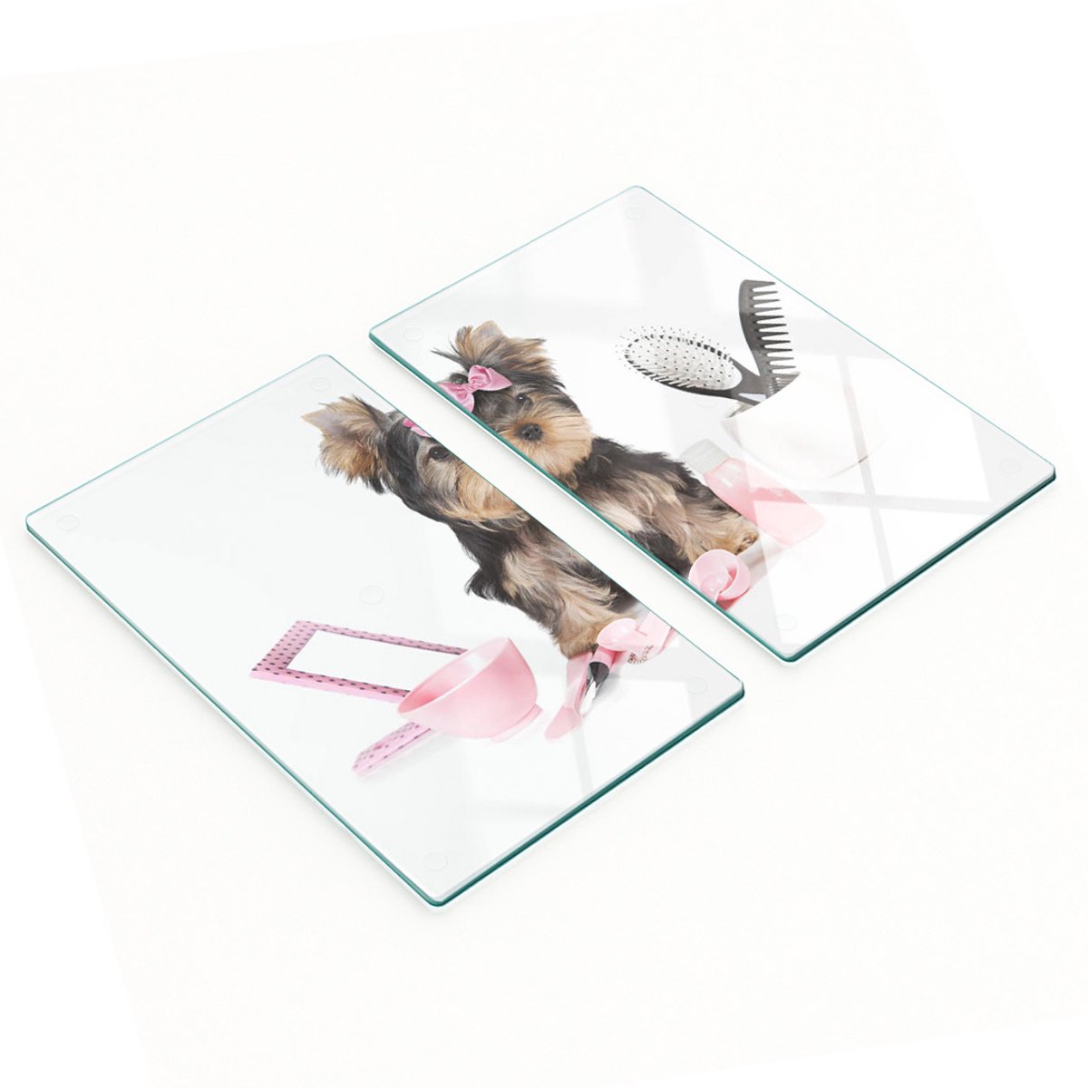 Multifunctionele decoratieve glazen borden Yorkshire Terrier 2x30x52 cm
