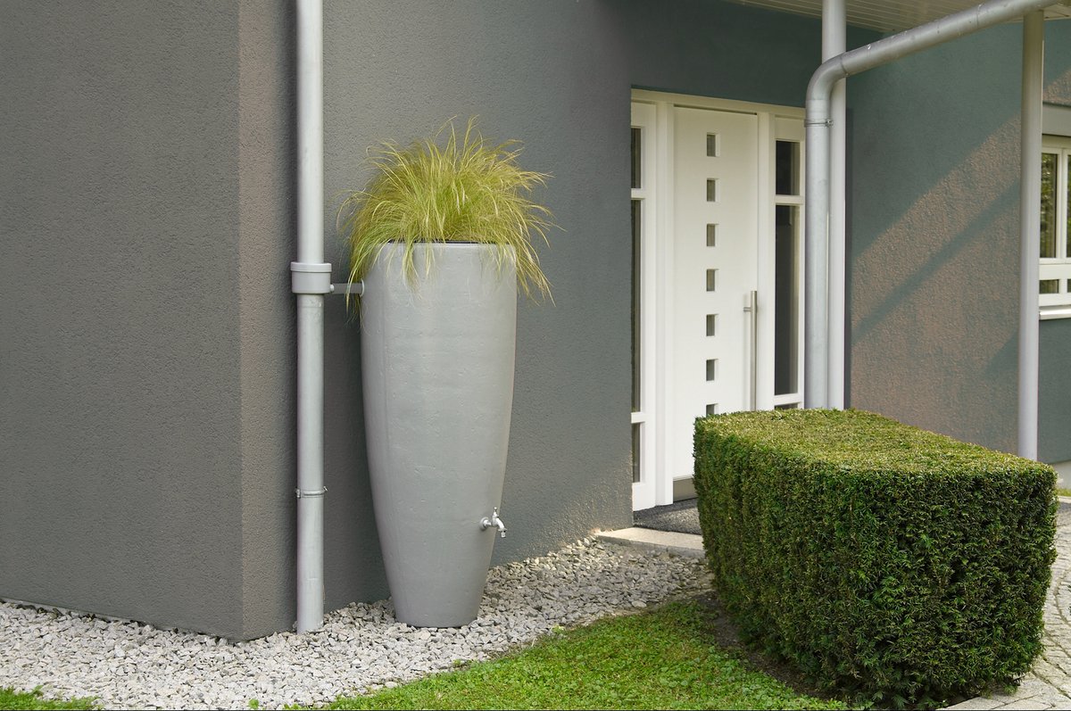 Garantia 2in1 waterreservoir 300 liter zinkgrijs incl. plantschaal