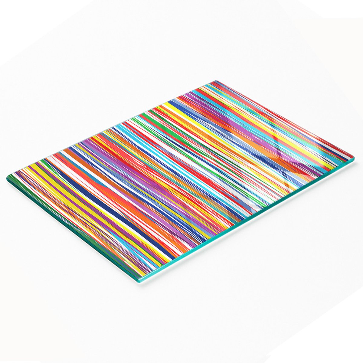 Decoratieve serveerplank van glas met kleurrijke strepen, 80x52 cm