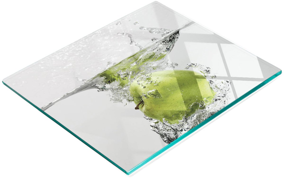 Decoratieve serveerplank van glas met appelmotief (onderwatermotief), 60x52 cm