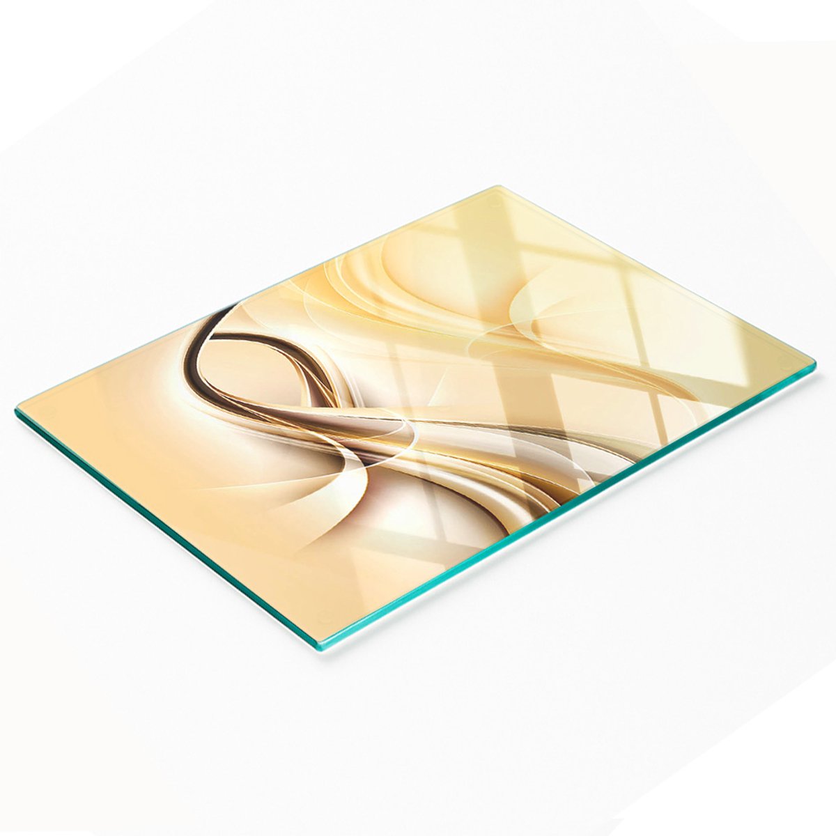 Glazen serveerplank met abstract golfmotief, 80x52 cm