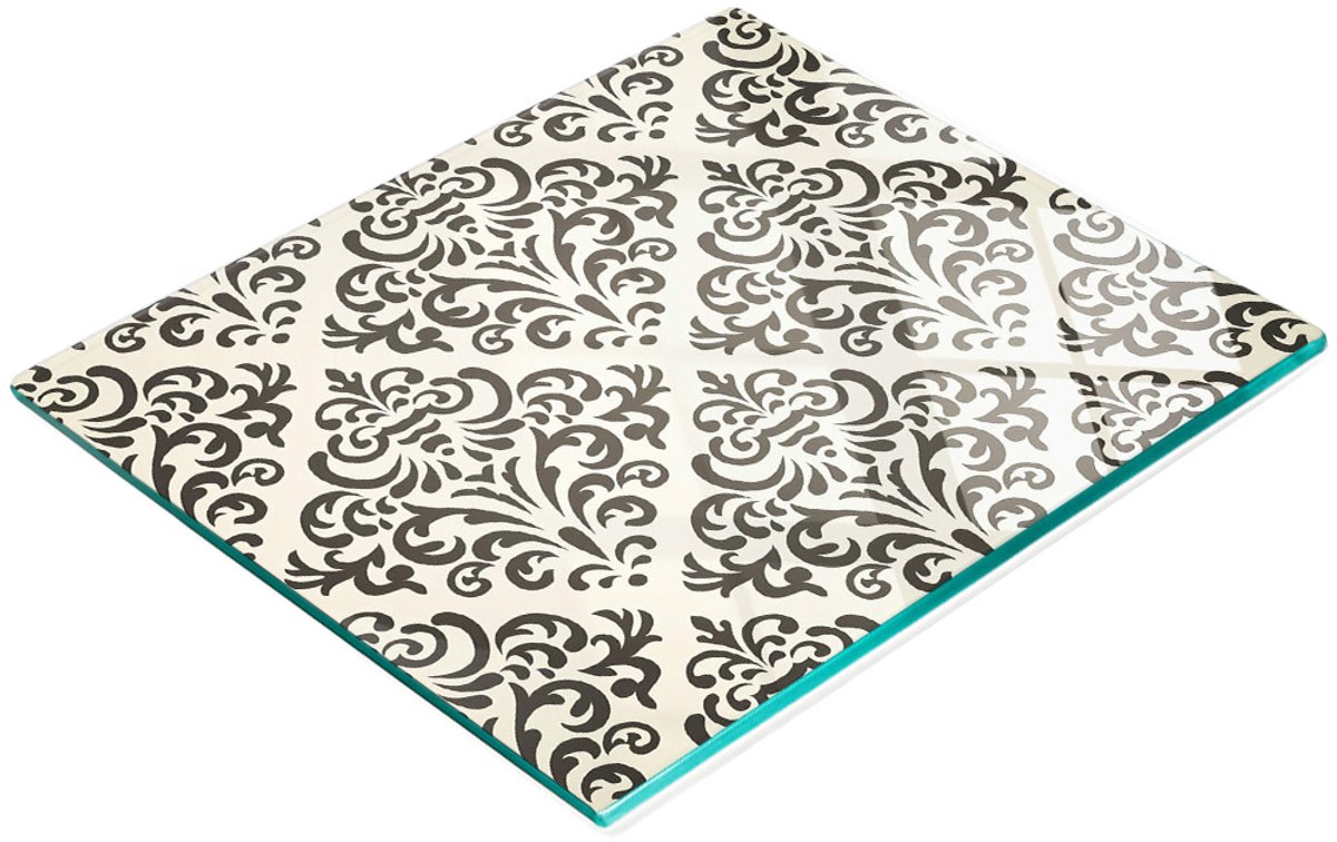 Keuken serveerplank van gehard glas met grafische decoraties 60x52 cm