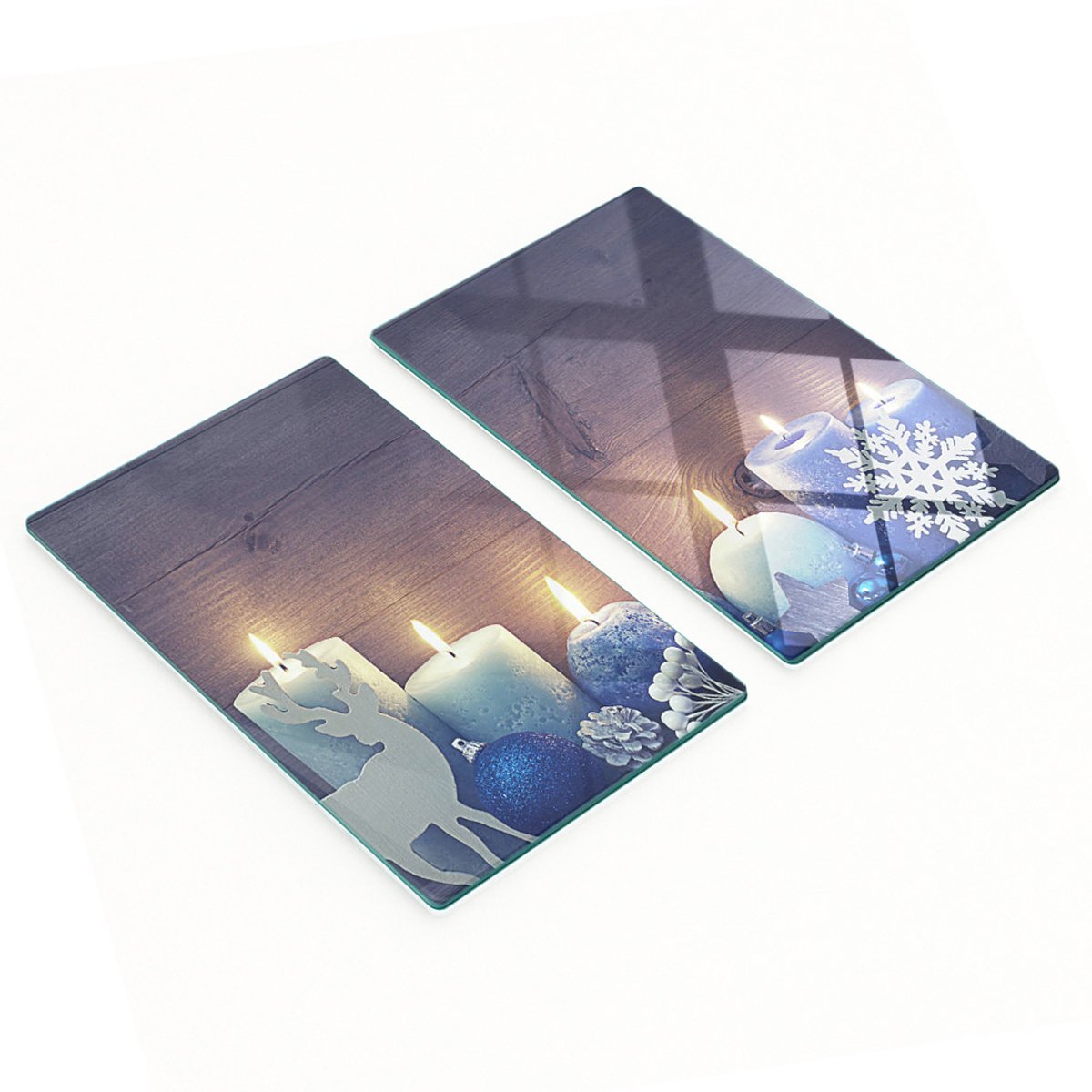 Borden van gehard glas met decoratief patroon voor kerstdecoratie, 2x30x52 cm