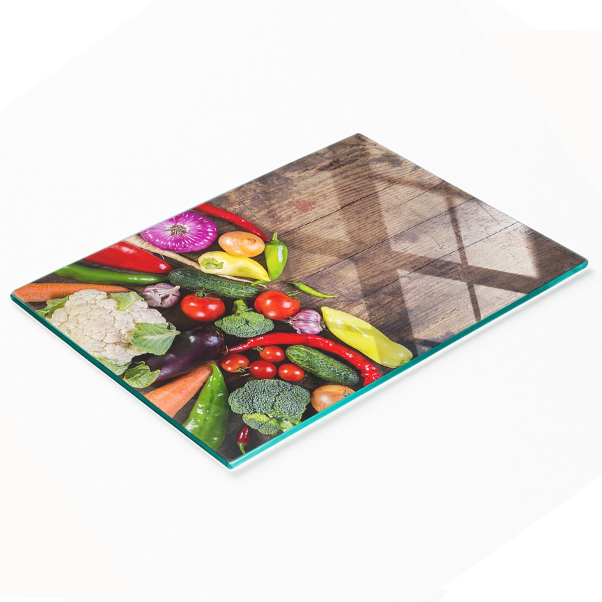 Decoratieve snijplank van gehard glas voor het snijden van groenten, 80x52 cm