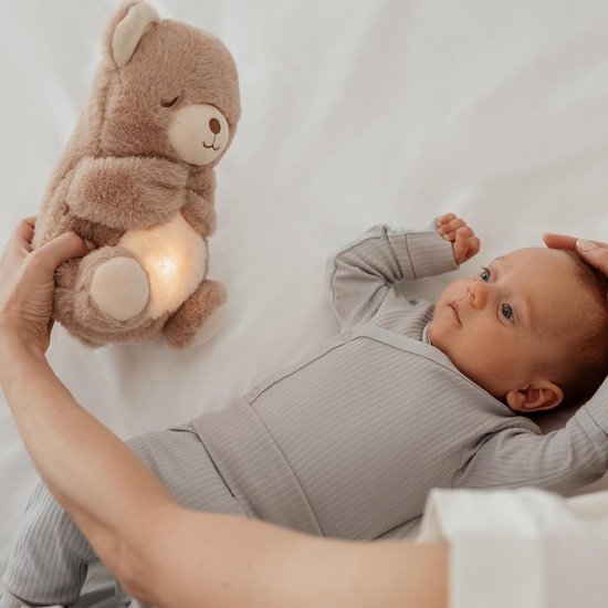 Kalmerende Beer Knuffel - Zacht Pluche Speelgoed - Baby Slaap Hulp - Ademhalingsbeweging Licht Geluid - 33x32x14 cm - Bruin — afbeelding 3