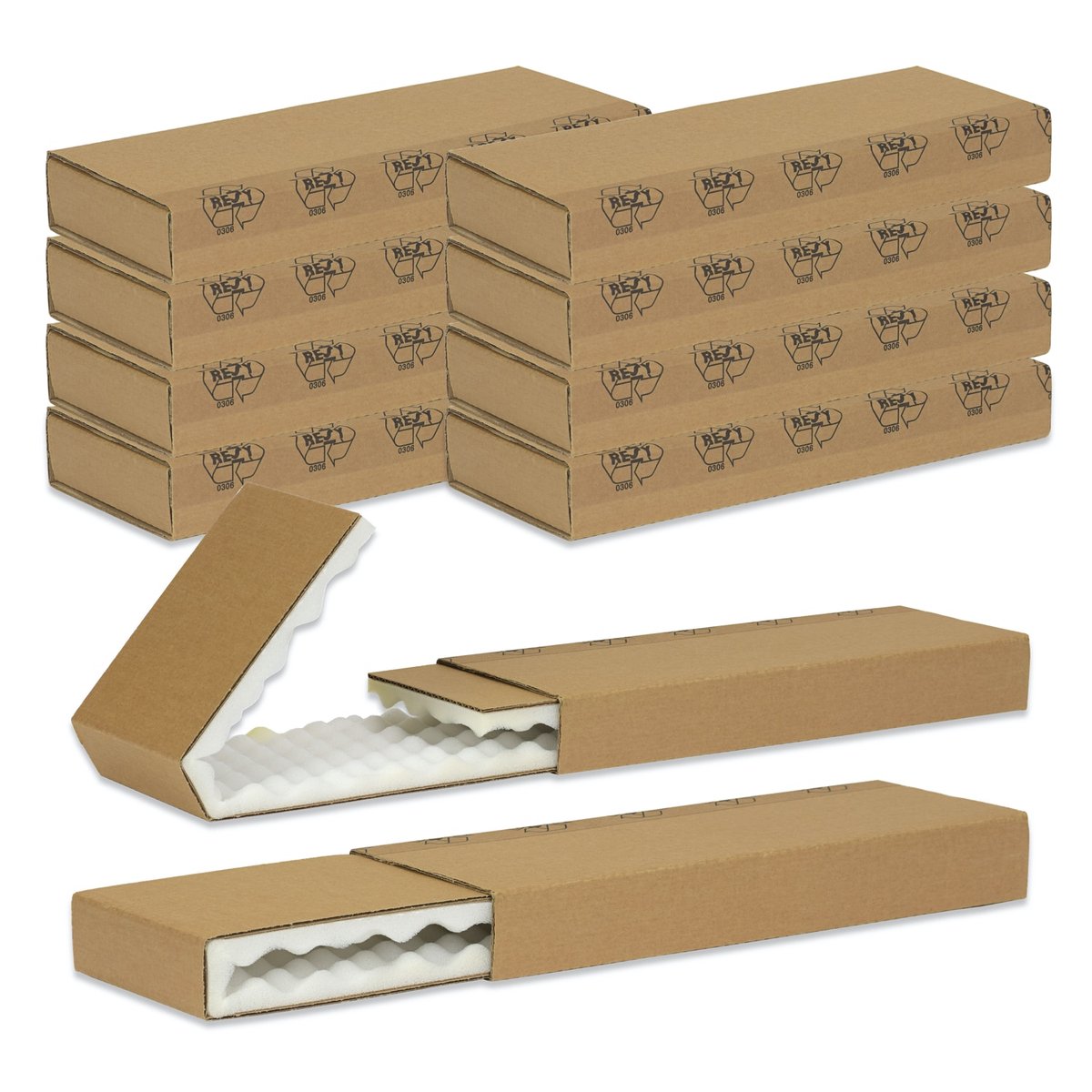 B-kwaliteit: 10x Oputec noppenschuim verzenddoos 350 × 135 × 45 mm – beschermende schuimverpakking / beschermkarton
