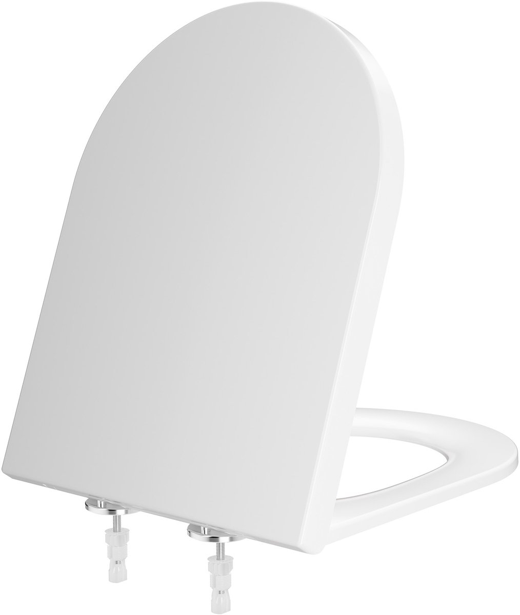 Anycee Max Toiletbril - WC bril - D-vorm - Toiletbril met deksel - Duroplast - Soft Close - RVS-Scharnieren - Belastbaar tot 250 kg - Wit
