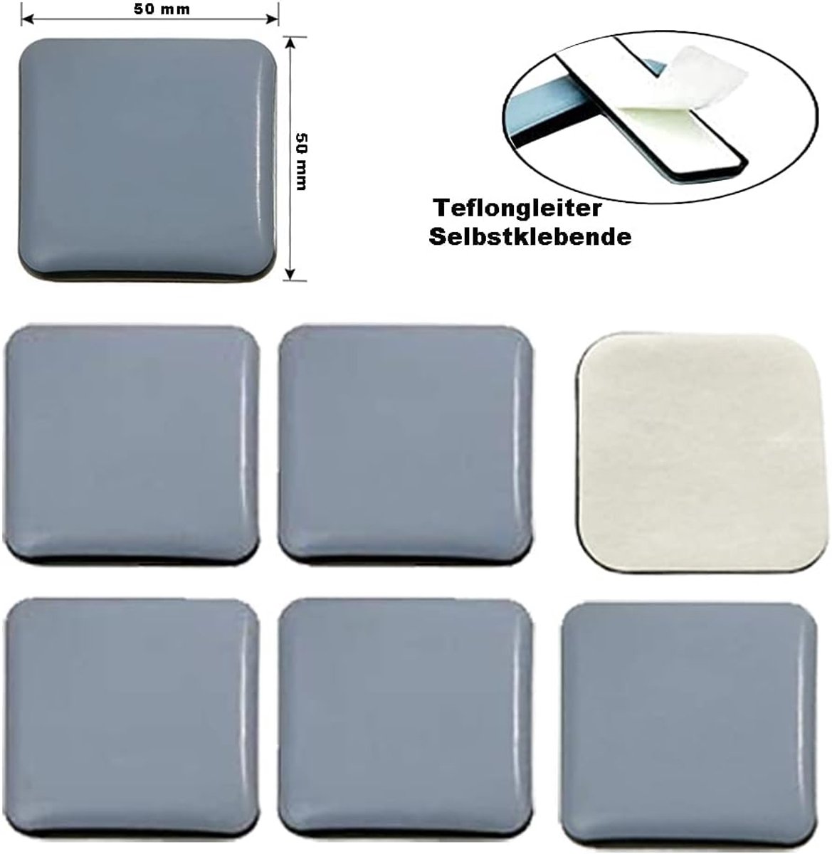 Meubelglijders - Vloerbeschermers - Meubels Verplaatsen - Zelfklevend - 50x50mm - Grijs