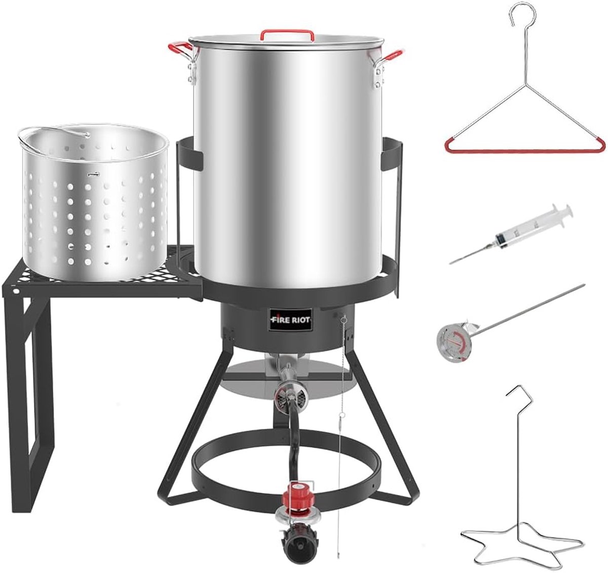 Frituurpan Kit - Buiten Koken - Grote Maaltijden Bereiden - Krachtige 50.000 BTU Brander - 30 Qt Aluminium Pan - Zwart