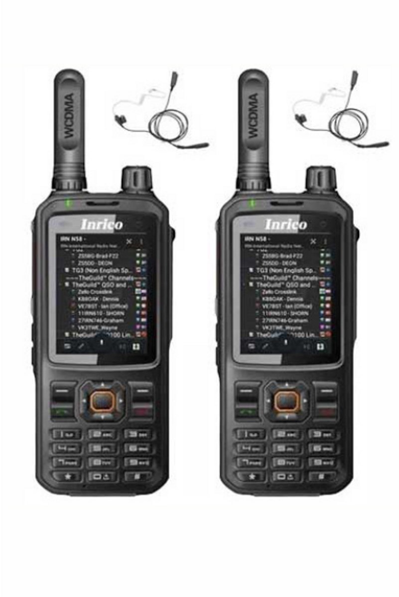 Set van 2 Inrico T320 V2 4G LTE Zello Portofoon, GPS, Wifi met beveiliging oortje