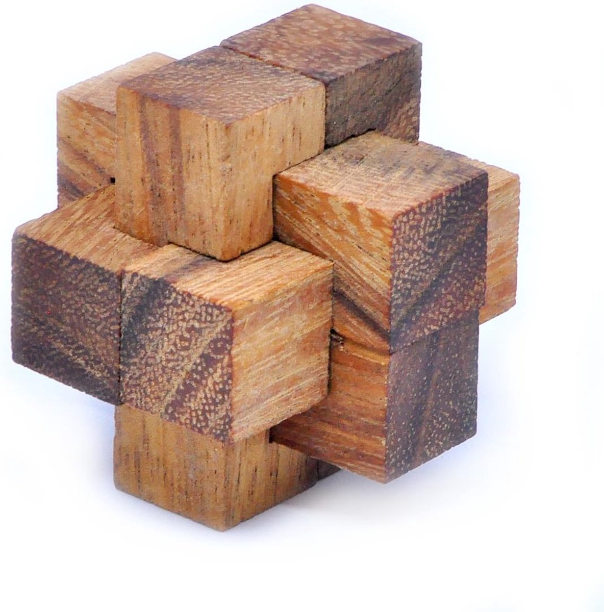 Houten 3D Puzzel - Houten Kubus - Mentale Uitdaging - 6 Delen Demontage - 5x5x5 cm - Bruin