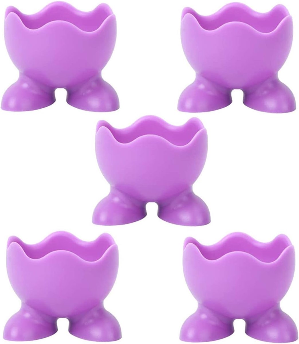 Siliconen Ei Cups - Houder Set - Ontbijt Serveren - Duurzaam Materiaal - 5x5x4 cm - Willekeurige Kleuren