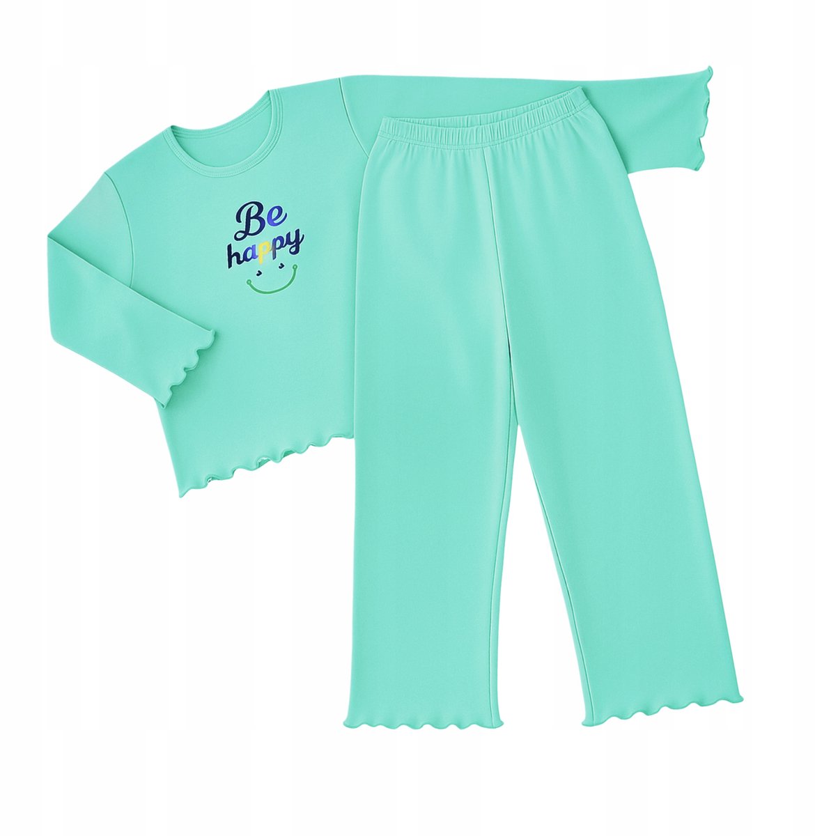 Dartomik Abcdefg-baby - Meisjes Pyjama - 122 - Mintkleur - "Be Happy" Print