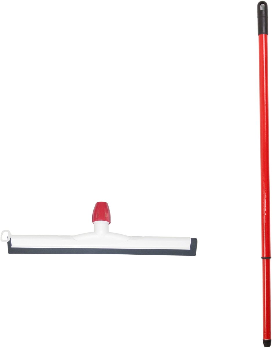Betra Douchetrekker/vloertrekker - kunststof - wit - natuur rubber - B45 cm - Uitschuif steel rood - van 80 tot 130 cm