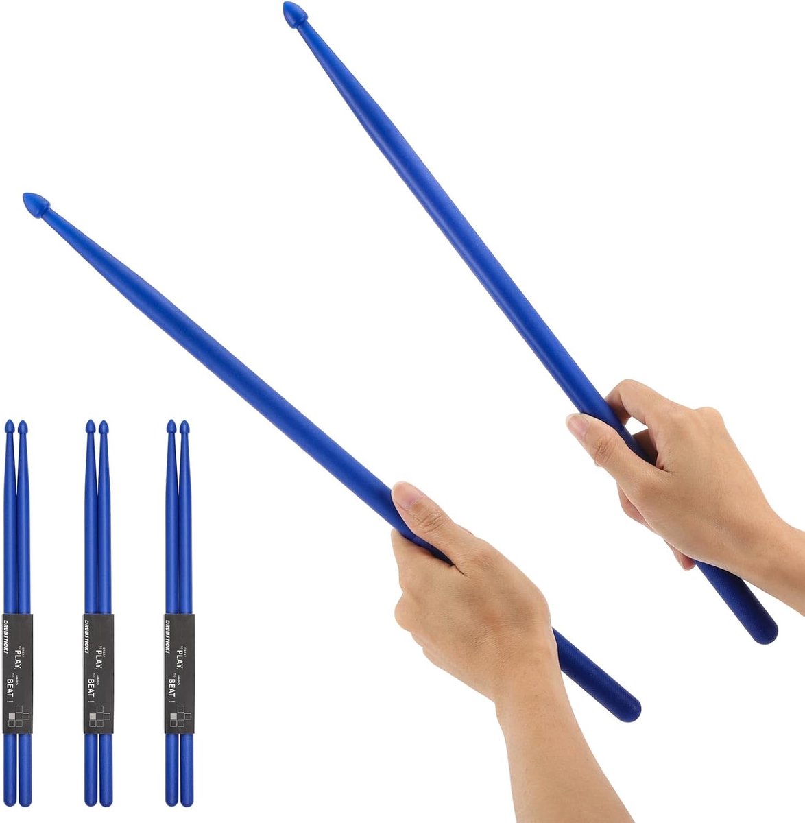 Drumstokken Set - 5A Model - Muziek Maken - Antislip Handgrepen - 3 Paar - Blauw